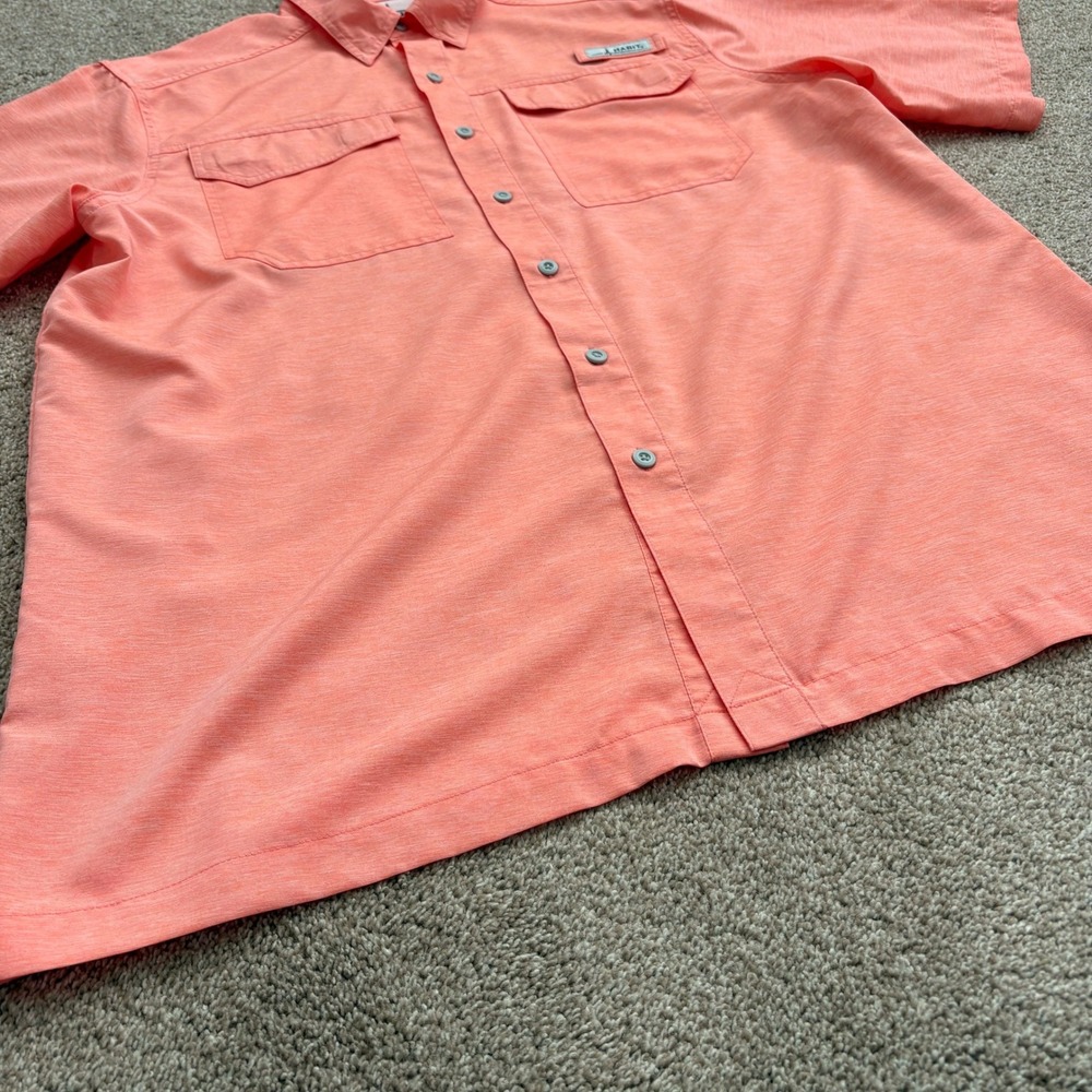 Habit Mens Fishing Shirt Large Coral Short Sleeve UPF 40 Vented Performance Top - Picture 15 of 16